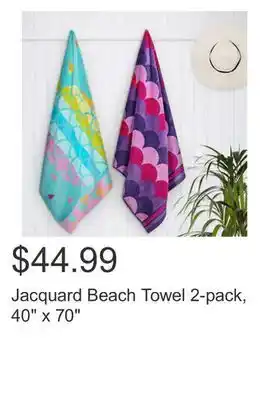 Costco Jacquard beach towel 2-pack, 40" x 70" offer