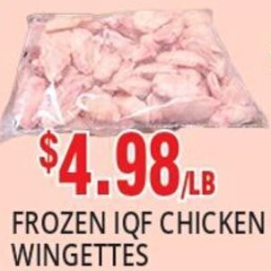 88 Supermarket Frozen IQF Chicken Wingettes offer