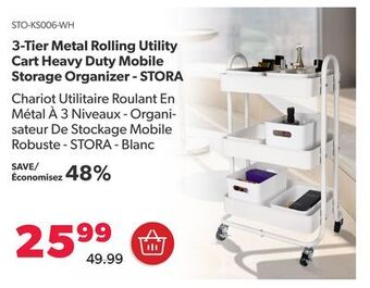 Shopper+ 3-tier metal rolling utility cart heavy duty mobile storage organizer - stora offer