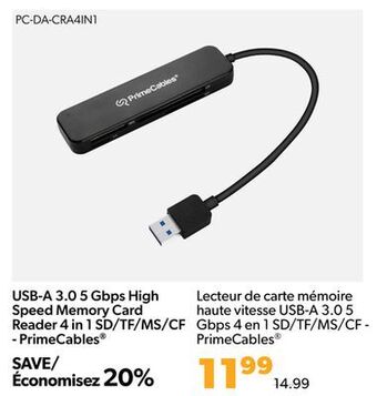 Shopper+ Usb-a 3.0 5 gbps high speed memory card reader 4 in 1 sd/tf/ms/cf - primecables® offer