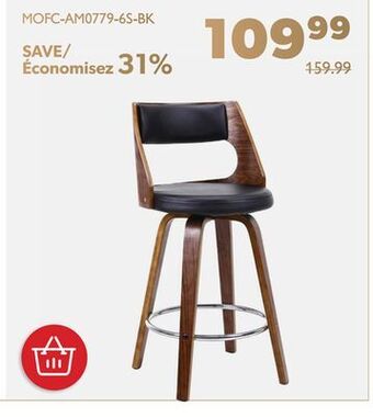 Shopper+ Mid-century 26" wood swivel counter stools with back & foot ring - moustache offer