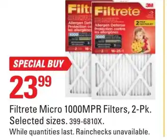 Canadian Tire Filtrete micro 1000MPR filters, 2-pk offer
