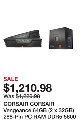 Newegg Corsair vengeance 64gb (2 x 32gb) 288-pin pc ram ddr5 5600 (pc5 44800) xmp 3.0 amd expo desktop memory model cmk64gx5m2b5600z offer