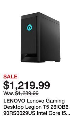 Newegg Lenovo gaming desktop legion t5 26iob6 90rs0029us intel core i5 11th gen 11400 (2.60ghz) 16gb ddr4 1tb hdd 512 gb pcie ssd nv offer