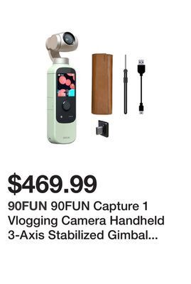 Newegg 90fun capture 1 vlogging camera handheld 3-axis stabilized gimbal vlog camera one-click editing ai smart tracking 4k/60fps vi offer