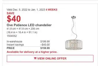 Costco Ove patience led chandelier offer