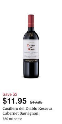 LCBO Casillero del diablo reserva cabernet sauvignon offer
