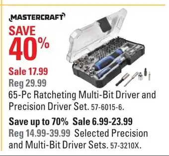 Canadian Tire 65-PC ratcheting multi-bit driver and precision driver set offer