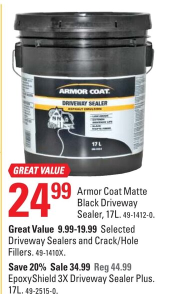 Canadian Tire Armor coat matte black driveway sealer offer
