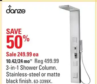 Canadian Tire 3-in-1 Shower column. stainless-steel or matte black finish offer