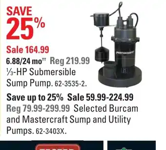 Canadian Tire HP Submersible sump pump offer