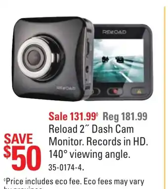 Canadian Tire Reload 2" dash cam monitor records in HD offer