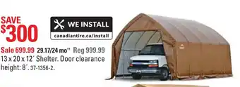 Canadian Tire Shelter door clearance height offer
