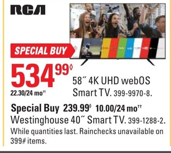 Canadian Tire 58" 4K UHD webOS smart TV offer