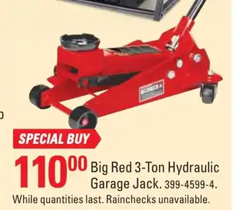Canadian Tire Big red 3-ton hydraulic garage jack offer