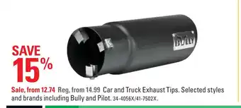 Canadian Tire Car and truck exhaust tips offer