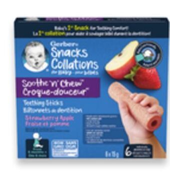 Walmart Gerber soothe 'n' chew baby teething sticks 6 x 15 g offer
