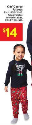 Walmart Kids' george pajamas offer