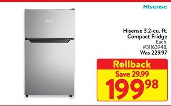 Walmart Hisense 3.2-cu. ft. compact fridge offer