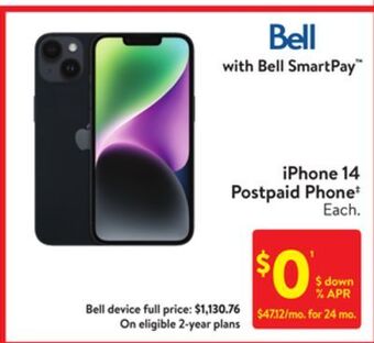 Walmart Iphone 14 postpaid phone offer