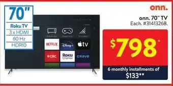Walmart Onn. 70" tv offer