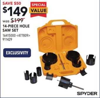 Lowe's Spyder 14-piece hole saw set offer