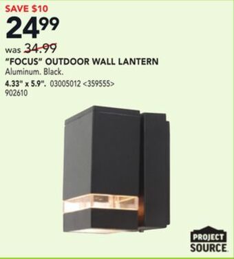 Lowe's Project source "focus" outdoor wall lantern 4.33" x 5.9" offer