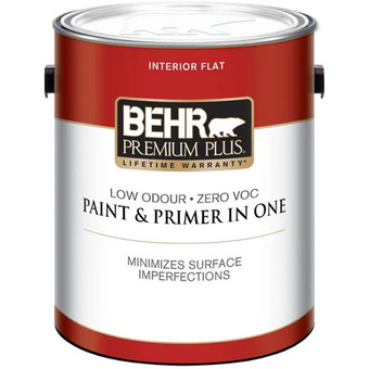 Home Depot Behr premium plus interior flat paint & primer in one offer