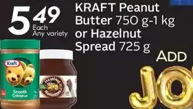 Sobeys Kraft peanut butter or hazelnut spread offer