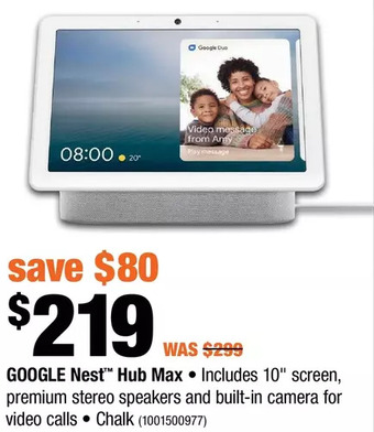 Home Depot Google nest hub max offer