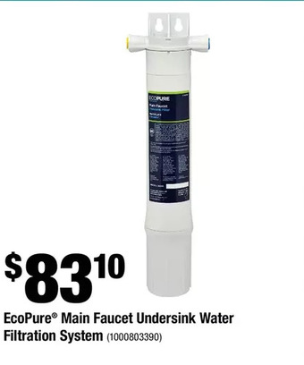 Home Depot Ecopure main faucet undersink water filtration system offer