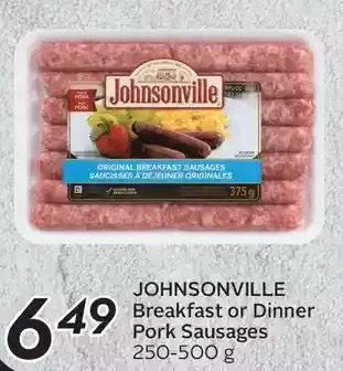 Sobeys Johnsonville breakfast or dinner pork sausages offer