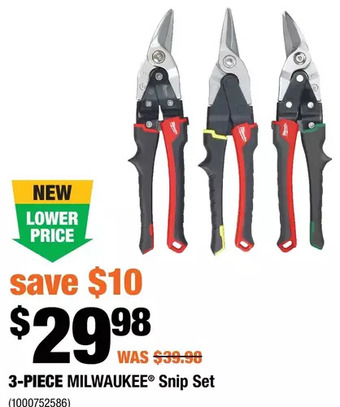 Home Depot 3-piece milwaukee snip set offer