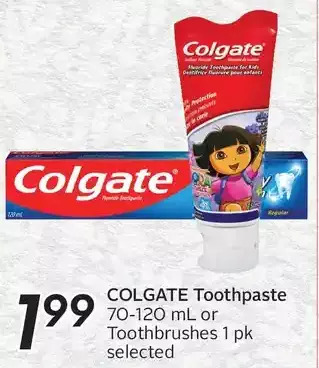 Sobeys Colgate toothpaste or toothbrushes offer