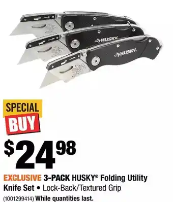 Home Depot 3-pack husky folding utility knife set offer