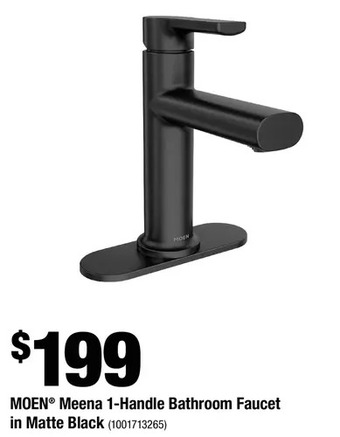 Home Depot Moen meena 1-handle bathroom faucet in matte black offer