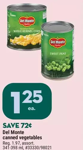 Giant Tiger Del monte canned vegetables offer