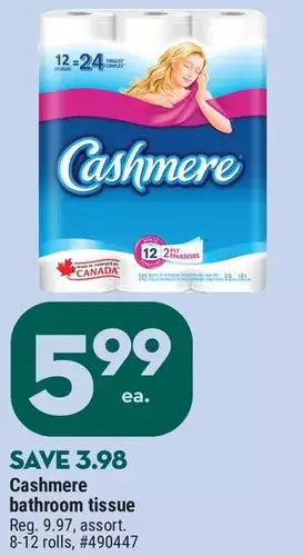 Giant Tiger Cashmere bathroom tissue offer