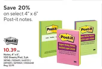 Staples Post-it notes 4" x 6", 100 sheets offer