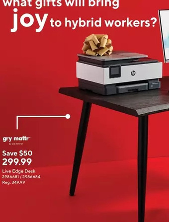 Staples Gry mattr live edge desk offer