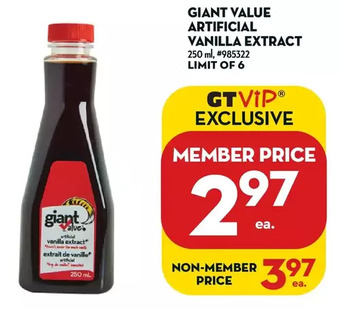 Giant Tiger Giant value artificial vanilla extract offer