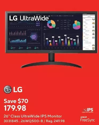 Staples Lg 26" class ultrawide ips monitor offer