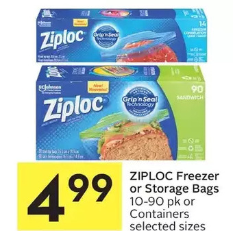 Foodland Ziploc freezer or storage bags or containers offer