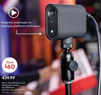 Staples Logitech all-in-one wireless live streaming camera and webcam offer