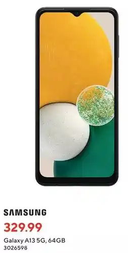 Staples Samsung galaxy a13 5g, 64gb offer