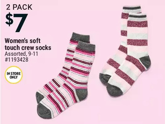 Giant Tiger Women's soft touch crew socks offer