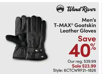Mark's Wind river men's t-max goatskin leather gloves offer