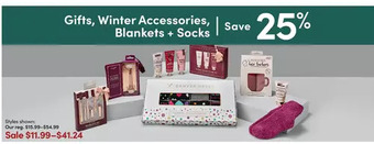 Mark's Gifts, winter accessories, blankets + socks offer