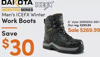 Mark's Dakota workpro series men's icefx winter work boots offer
