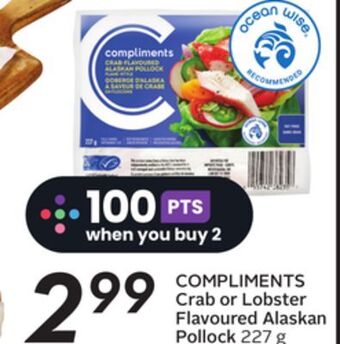 Sobeys Compliments crab or lobster flavoured alaskan pollock offer